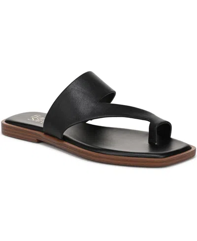 Franco Sarto Women's Monalee Toe Loop Slide Sandals In Black Faux Leather