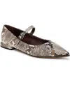 Franco Sarto Nalin Pointed Toe Flat In Grey Snake Print Faux Leather