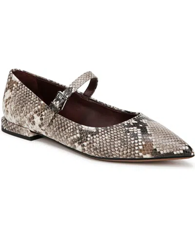 Franco Sarto Nalin Pointed Toe Flat In Grey Snake Print Faux Leather