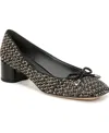 Franco Sarto Natalia Square Toe Pump In Black Tweed Fabric