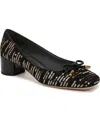 Franco Sarto Natalia 2 Womens Bow Tweed Block Heels In Black,gold Fabric