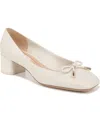 Franco Sarto Natalia Block Heel Pump In Cream White Leather