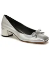 Franco Sarto Natalia Square Toe Pump In Silver Metallic Faux Leather
