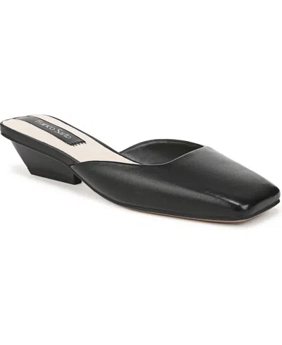 Franco Sarto Women's Nicola Square Toe Sculpted Heel Mules In Black Leather