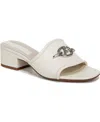 Franco Sarto Women's Noreen 2 Open Square Toe Block Heel Slide Sandals In Cream White Leather