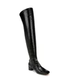 Franco Sarto Women's Novara Over The Knee Square Toe Boots In Black Snake Print Faux Leather