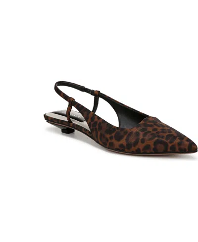 Franco Sarto Women's Palmira Pointed Toe Slingback Pumps In Multi Tan Leopard Print Fabric
