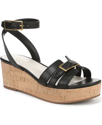 Franco Sarto Women's Pheobe Strappy Wedge Sandals In Black Faux Leather