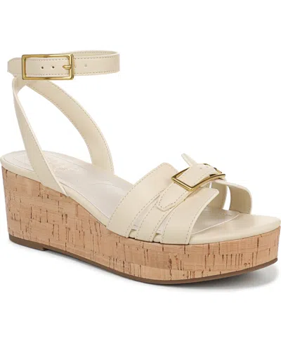 Franco Sarto Women's Pheobe Strappy Wedge Sandals In Ivory White Faux Leather