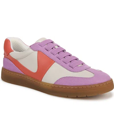 Franco Sarto Women's Ponti Lace Up Low Top Sneakers In Viola Coral Purple Fabric,faux Leather