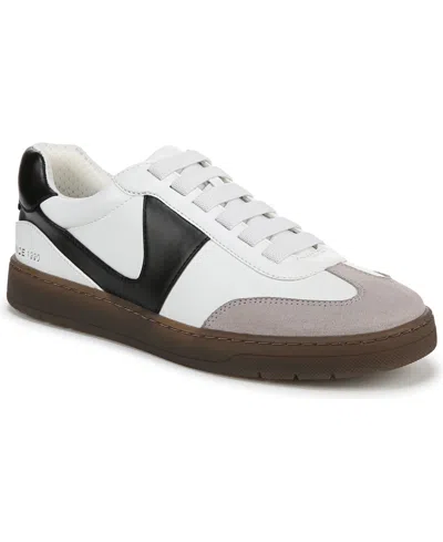 Franco Sarto Women's Ponti Lace Up Low Top Sneakers In White,black Faux Leather