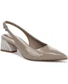 Franco Sarto Racer Slingback Pointed Toe Pump In Marble Grey Faux Patent