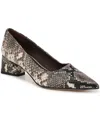Franco Sarto Women's Racer Pointed Toe Block Heel Pumps In Grey Snake Print Faux Leather