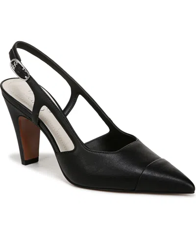 Franco Sarto Women's Sabrina Pointed Toe Slingbacks Pumps In Black Faux Leather