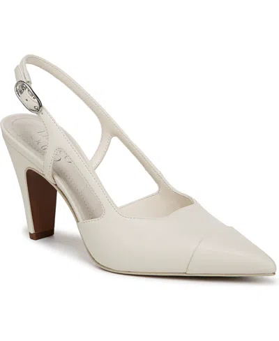 Franco Sarto Women's Sabrina Pointed Toe Slingbacks Pumps In Cream White Faux Leather