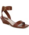 Franco Sarto Women's Savini Open Square Toe Ankle Strap Dress Sandals In Saddle Brown Leather