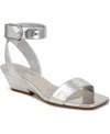 Franco Sarto Women's Savini Open Square Toe Ankle Strap Dress Sandals In Silver Faux Leather