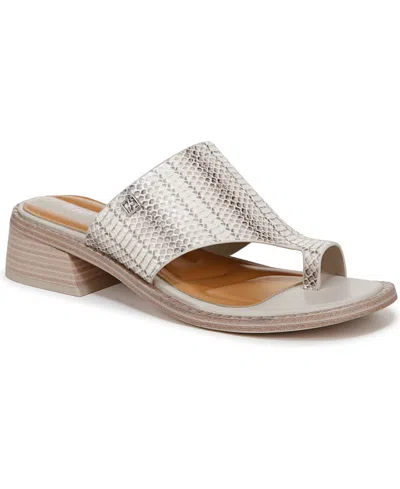 Franco Sarto Women's Sia Toe Loop Block Heel Slide Dress Sandals In Grey Snake Print Leather