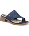 Franco Sarto Women's Sia Toe Loop Block Heel Slide Dress Sandals In Navy Blue Raffia