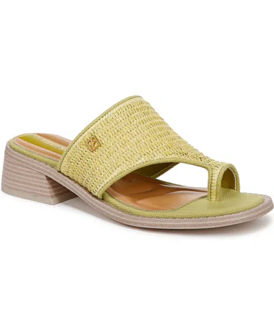 Franco Sarto Women's Sia Toe Loop Block Heel Slide Dress Sandals In Seaweed Green Raffia
