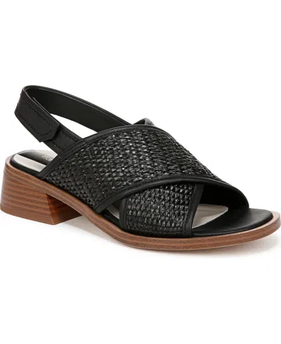 Franco Sarto Women's Silvie 2 Square Toe Slingback Sandals In Black Raffia