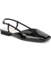 Franco Sarto Women's Tadella Square Toe Slingback Flats In Black Patent Faux Leather