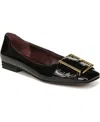 Franco Sarto Tahlia Buckle Square Toe Flat In Black Faux Patent