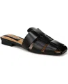 Franco Sarto Women's Tavana Fisherman Square Toe Flat Mules In Black Leather