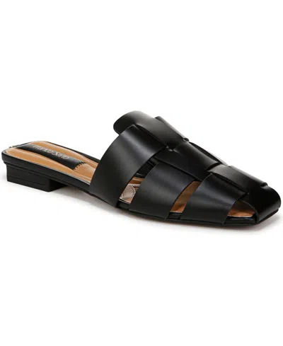 Franco Sarto Women's Tavana Fisherman Square Toe Flat Mules In Black Leather