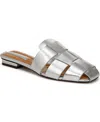 Franco Sarto Women's Tavana Fisherman Square Toe Flat Mules In Silver Faux Leather
