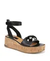 Franco Sarto Women's Taysha Ankle Strap Cork Platform Sandals In Black Leather