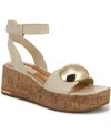 Franco Sarto Women's Taysha Ankle Strap Cork Platform Sandals In Ivory White Leather