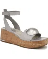 Franco Sarto Women's Taysha Ankle Strap Cork Platform Sandals In Modern Grey Leather