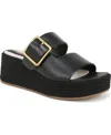 Franco Sarto Women's Taziana Open Square Toe Espadrille Slide Platform Sandals In Black Leather