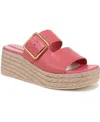 Franco Sarto Women's Taziana Open Square Toe Espadrille Slide Platform Sandals In Strawberry Pink Leather