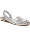 Franco Sarto Women's Teagan Square Toe Slingback Flats In Silver Faux Leather