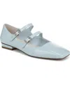 Franco Sarto Women's Tesoro Square Toe Mary Jane Flats In Soft Blue Patent Faux Leather