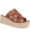 Franco Sarto Women's Tevin Open Square Toe Espadrille Slide Platform Sandals In Cognac Brown Faux Leather