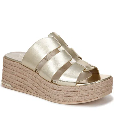 Franco Sarto Women's Tevin Open Square Toe Espadrille Slide Platform Sandals In Gold Faux Leather
