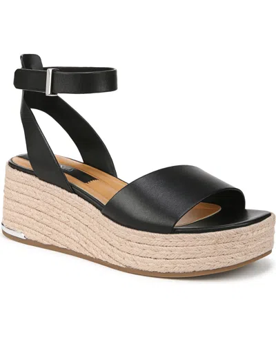 Franco Sarto Women's Tiffany Open Square Toe Espadrille Platform Sandals In Black Leather