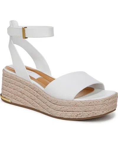 Franco Sarto Women's Tiffany Open Square Toe Espadrille Platform Sandals In White Leather