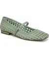 Franco Sarto Women's Tinsley 2 Square Toe Mary Jane Flats In Aloe Green Woven Fabric