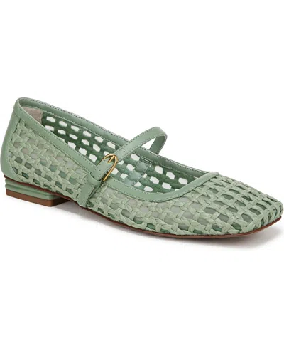 Franco Sarto Women's Tinsley 2 Square Toe Mary Jane Flats In Aloe Green Woven Fabric