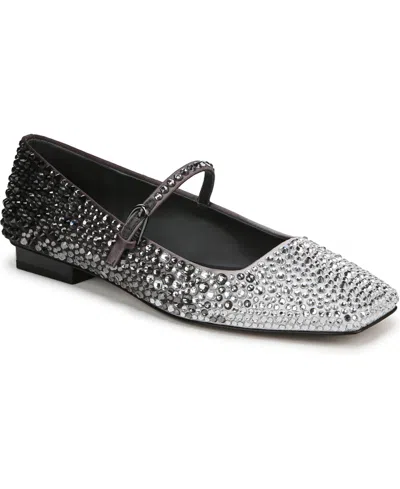 Franco Sarto Women's Tinsley Rhinestone Square Toe Mary Jane Flats In Silver Gemstone,fabric