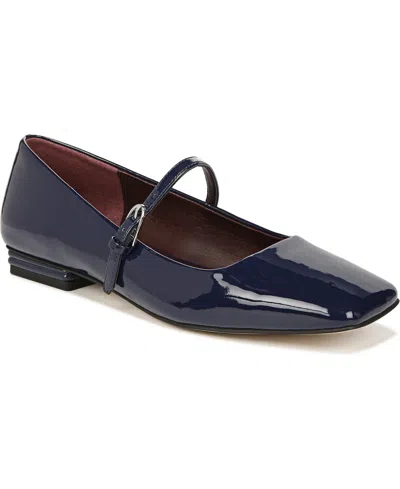 Franco Sarto Women's Tinsley Square Toe Mary Jane Flats In Blue Faux Patent