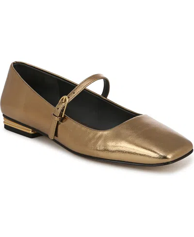 Franco Sarto Women's Tinsley Square Toe Mary Jane Flats In Bronze Faux Leather