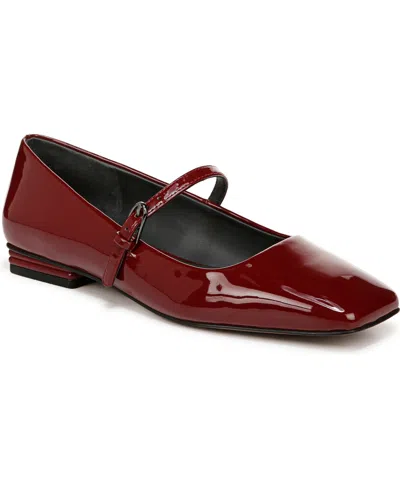Franco Sarto Women's Tinsley Square Toe Mary Jane Flats In Gothic Red Faux Patent