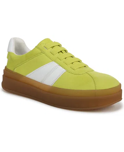 Franco Sarto Women's Vinto Lace Up Platform Sneakers In Lime Green Fabric