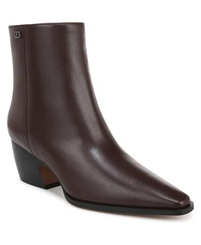 Franco Sarto Women's Vivian Western Block Heel Booties In Castagno Brown Leather