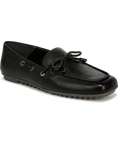 Franco Sarto Women's Zepher Square Toe Apron Toe Boat Shoes In Black Leather